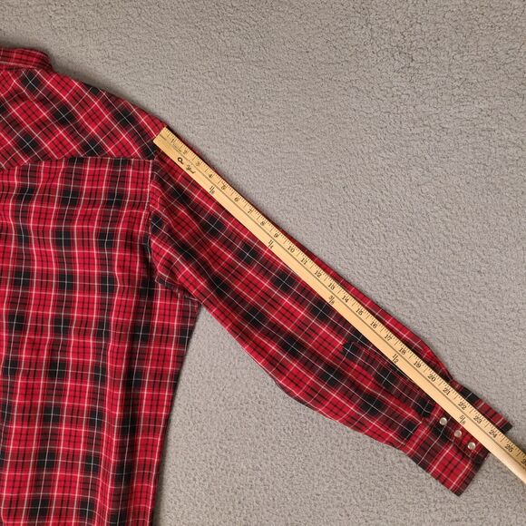 Wrangler Western Shirt Mens 2XL Red‎ Plaid Pearl Snap Flap Pockets Cowboy - Picture 13 of 15